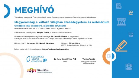 Magyarország a változó világban - ma délután kezdődika Kodolányi szabadegyetemére